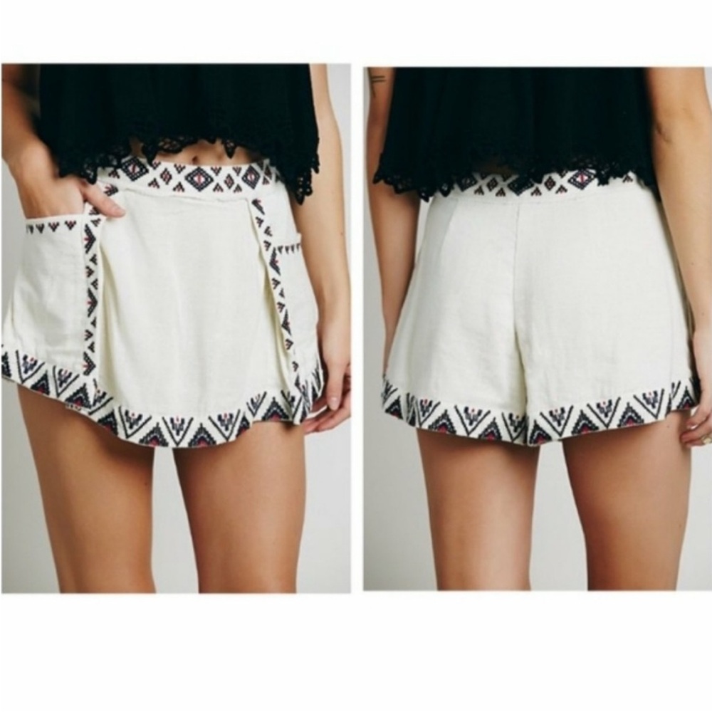 FREE PEOPLE Arrow Run Cream Embroidered Skort NWT sz 6